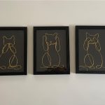Triptyque chats en fil d’aluminium – décoration murale artisanale ALU'SYL